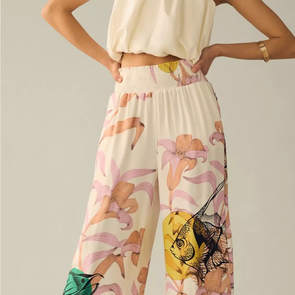 Practically new Pia Binazzi Graphic Floral Wide-Leg Pants size medium